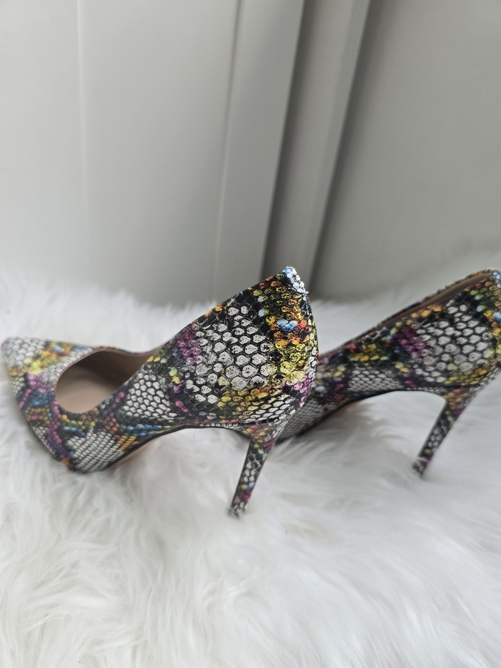 Multicolor Snake-Print Pointed Toe Pumps - Picture 2 of 6